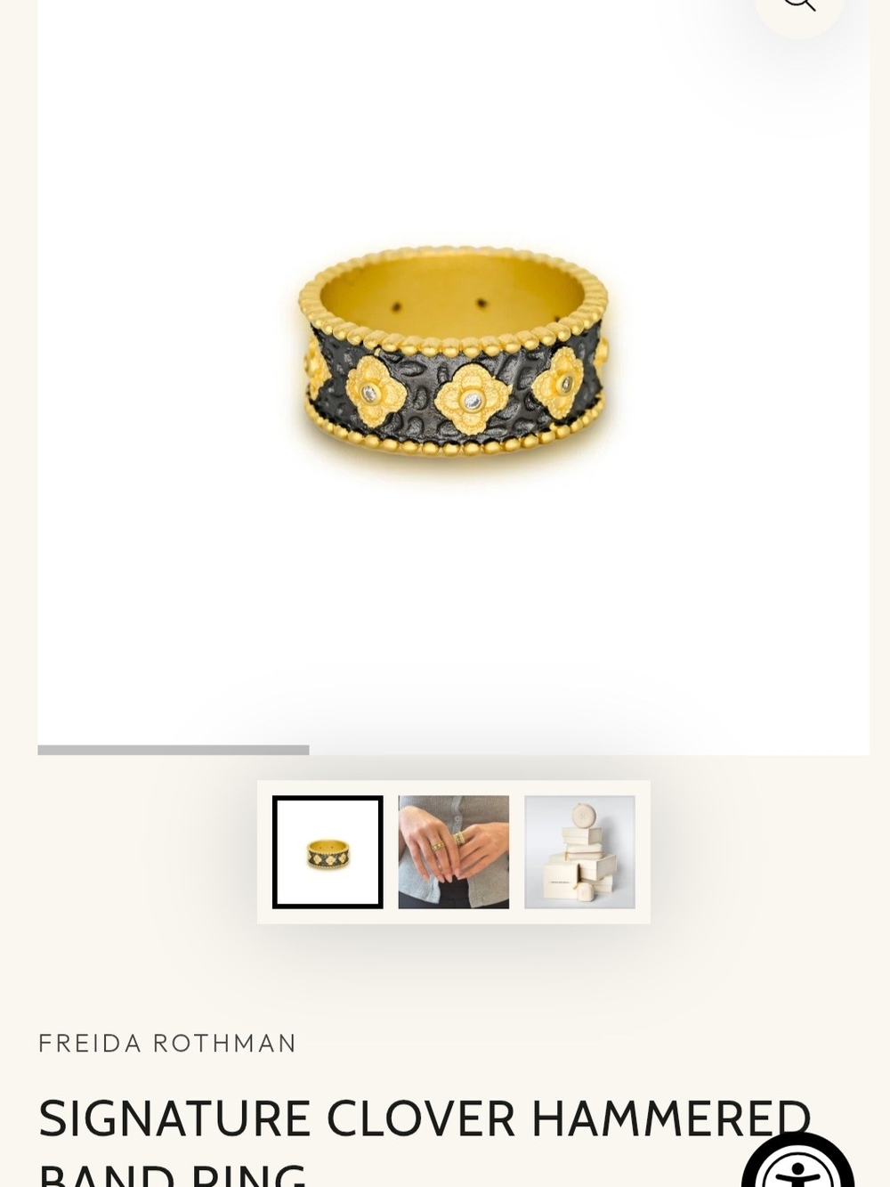 Freida Rothman Black and Gold Clover Band Ring
